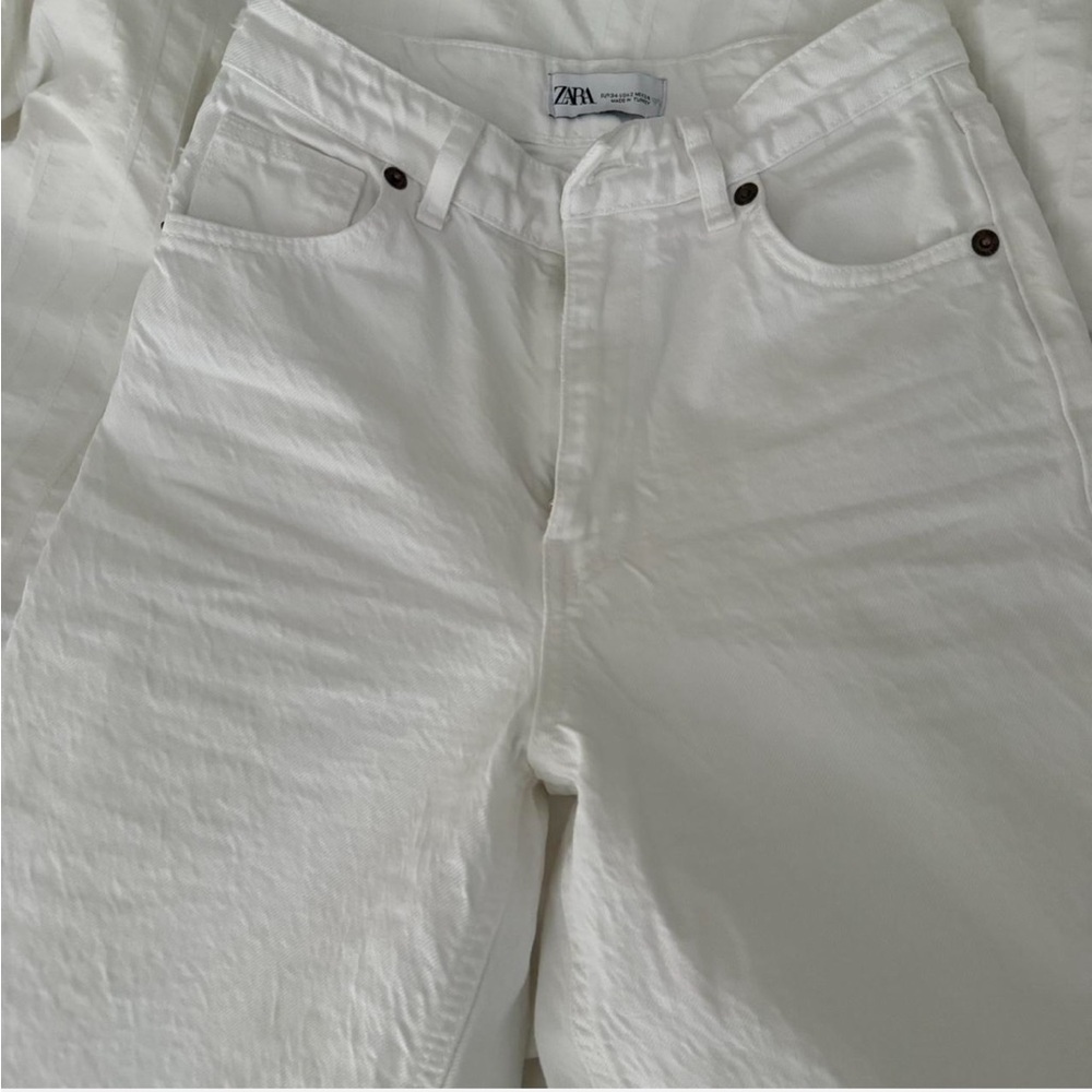 Zara High-waisted Wide-leg White Jeans